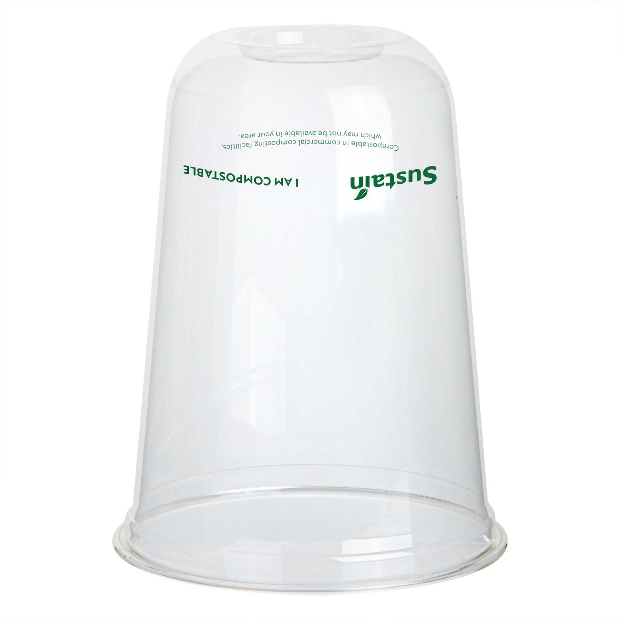 Sustain 16 oz U-Shape Clear PLA Plastic Drinking Cup - Compostable, Rounded Bottom - 3 1/2" x 3 1/2" x 4 3/4" - 1000 count box
