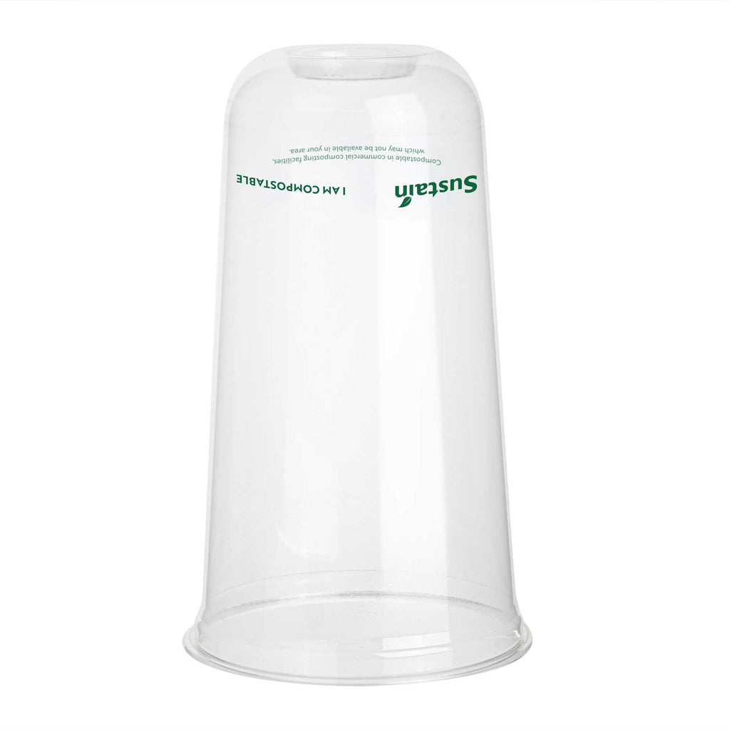 Sustain 24 oz U-Shape Clear PLA Plastic Drinking Cup - Compostable, Rounded Bottom - 3 1/2" x 3 1/2" x 6" - 100 count box