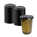 Sustain Round Black PLA Plastic Flat Lid - Fits 12, 16, and 24 oz, Compostable - 3 1/2" x 3 1/2" x 1/4" - 1000 count box