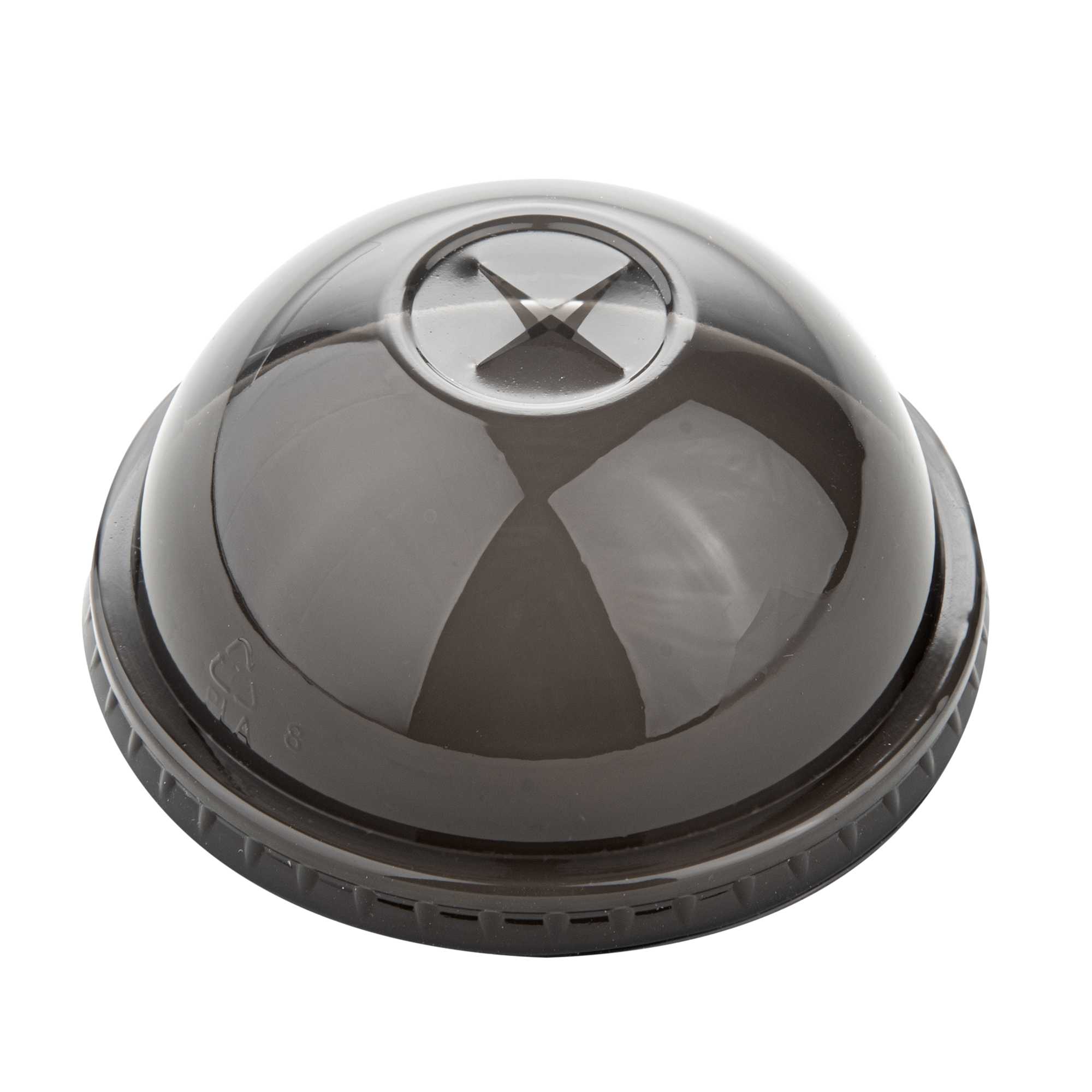 Sustain Round Black PLA Plastic Dome Lid - Fits 12, 16, and 24 oz, Compostable - 3 1/2" x 3 1/2" x 1 3/4" - 100 count box
