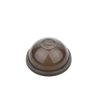 Sustain Round Black PLA Plastic Dome Lid - Fits 12, 16, and 24 oz, Compostable - 3 1/2" x 3 1/2" x 1 3/4" - 100 count box