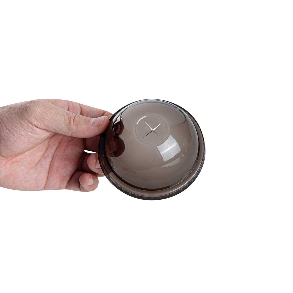 Sustain Round Black PLA Plastic Dome Lid - Fits 12, 16, and 24 oz, Compostable - 3 1/2" x 3 1/2" x 1 3/4" - 1000 count box