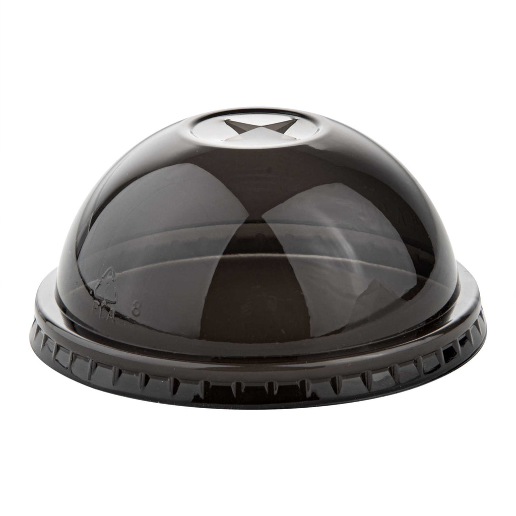 Sustain Round Black PLA Plastic Dome Lid - Fits 12, 16, and 24 oz, Compostable - 3 1/2" x 3 1/2" x 1 3/4" - 1000 count box