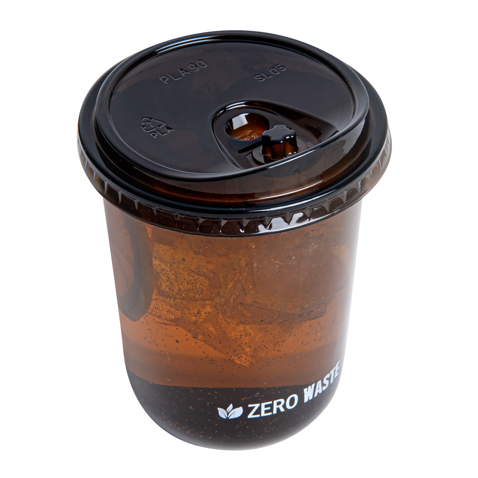 Sustain Round Black PLA Plastic Straw or Sippy Cup Lid - Fits 12, 16, and 24 oz, Compostable - 3 1/2" x 3 1/2" x 3/4" - 100 count box