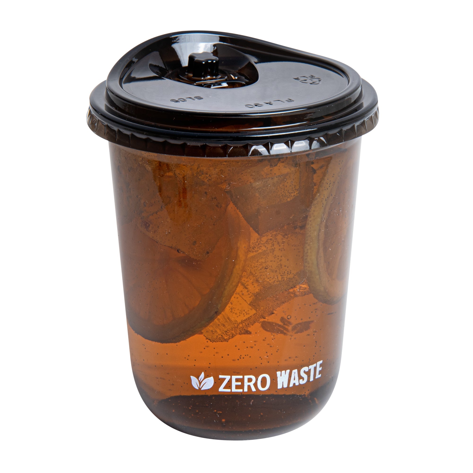 Sustain Round Black PLA Plastic Straw or Sippy Cup Lid - Fits 12, 16, and 24 oz, Compostable - 3 1/2" x 3 1/2" x 3/4" - 100 count box