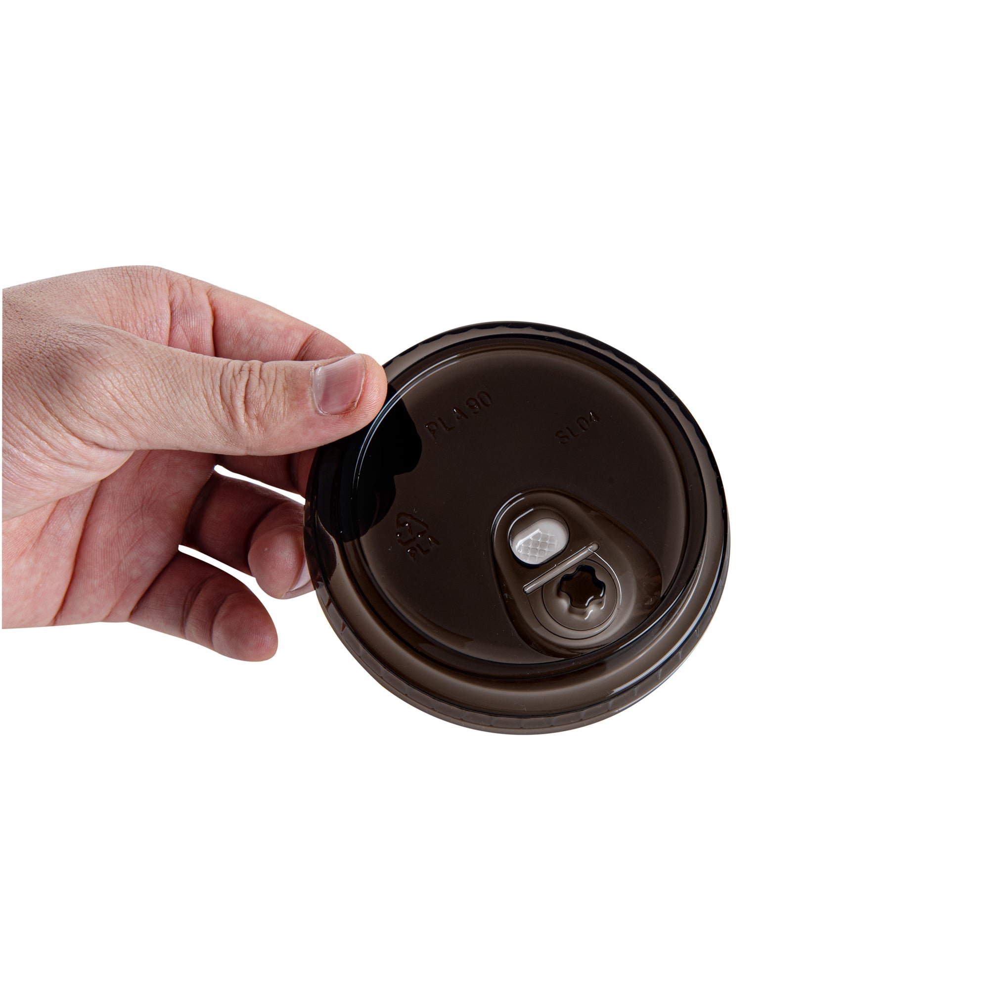 Sustain Round Black PLA Plastic Straw or Sippy Cup Lid - Fits 12, 16, and 24 oz, Compostable - 3 1/2" x 3 1/2" x 3/4" - 100 count box