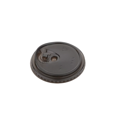 Sustain Round Black PLA Plastic Straw or Sippy Cup Lid - Fits 12, 16, and 24 oz, Compostable - 3 1/2" x 3 1/2" x 3/4" - 100 count box