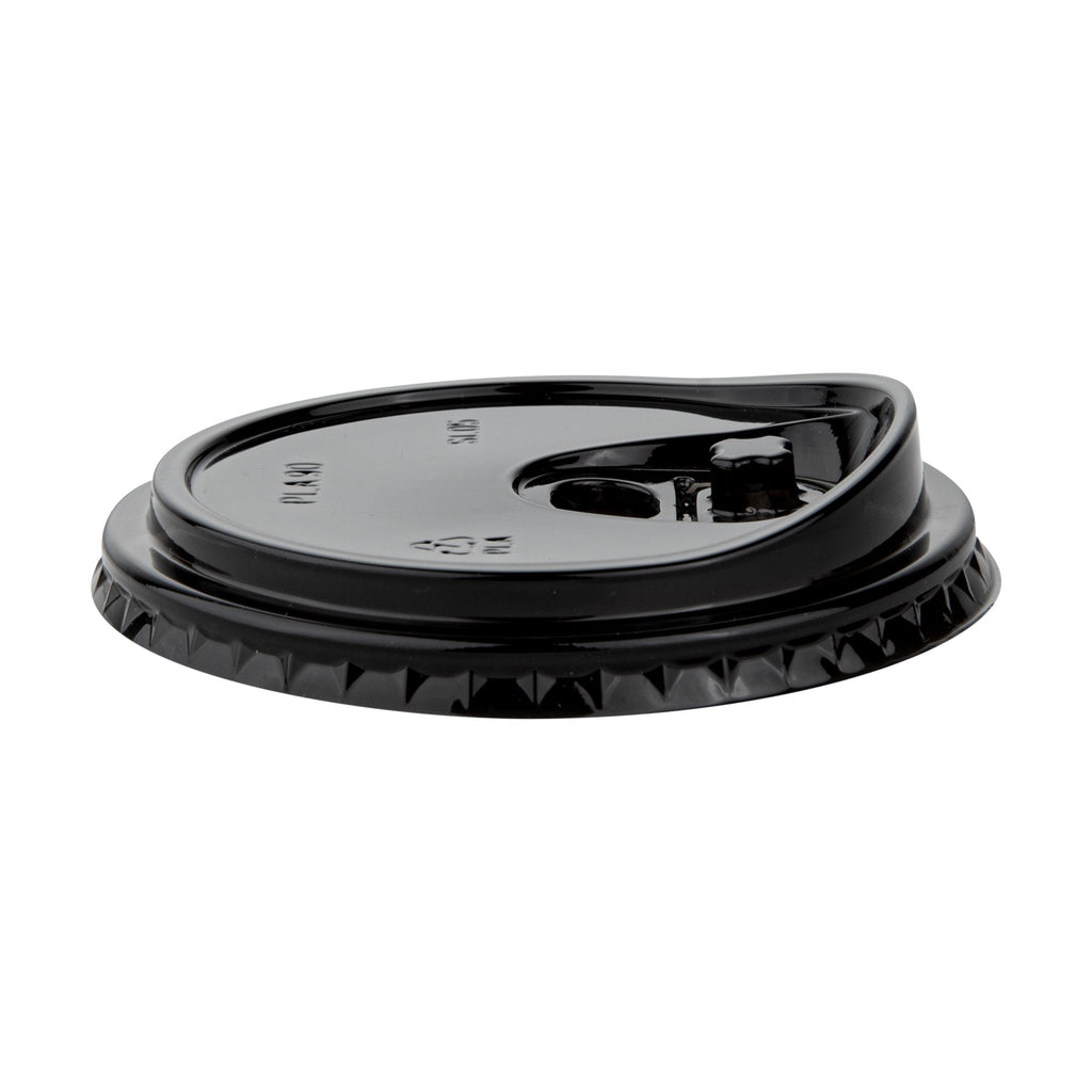 Sustain Round Black PLA Plastic Straw or Sippy Cup Lid - Fits 12, 16, and 24 oz, Compostable - 3 1/2" x 3 1/2" x 3/4" - 1000 count box