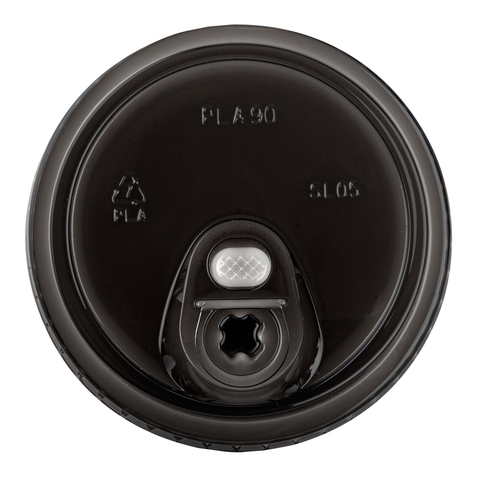 Sustain Round Black PLA Plastic Straw or Sippy Cup Lid - Fits 12, 16, and 24 oz, Compostable - 3 1/2" x 3 1/2" x 3/4" - 1000 count box