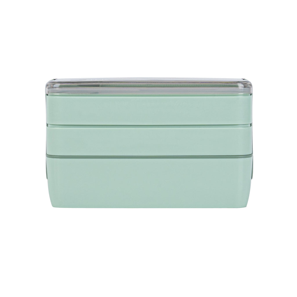 Bento Tek 30 oz Green 3-In-1 Lunch Box - BPA-Free, Microwave-Safe, with Fork and Knife - 7 1/2" x 3 1/4" x 4 1/2" - 1 count box