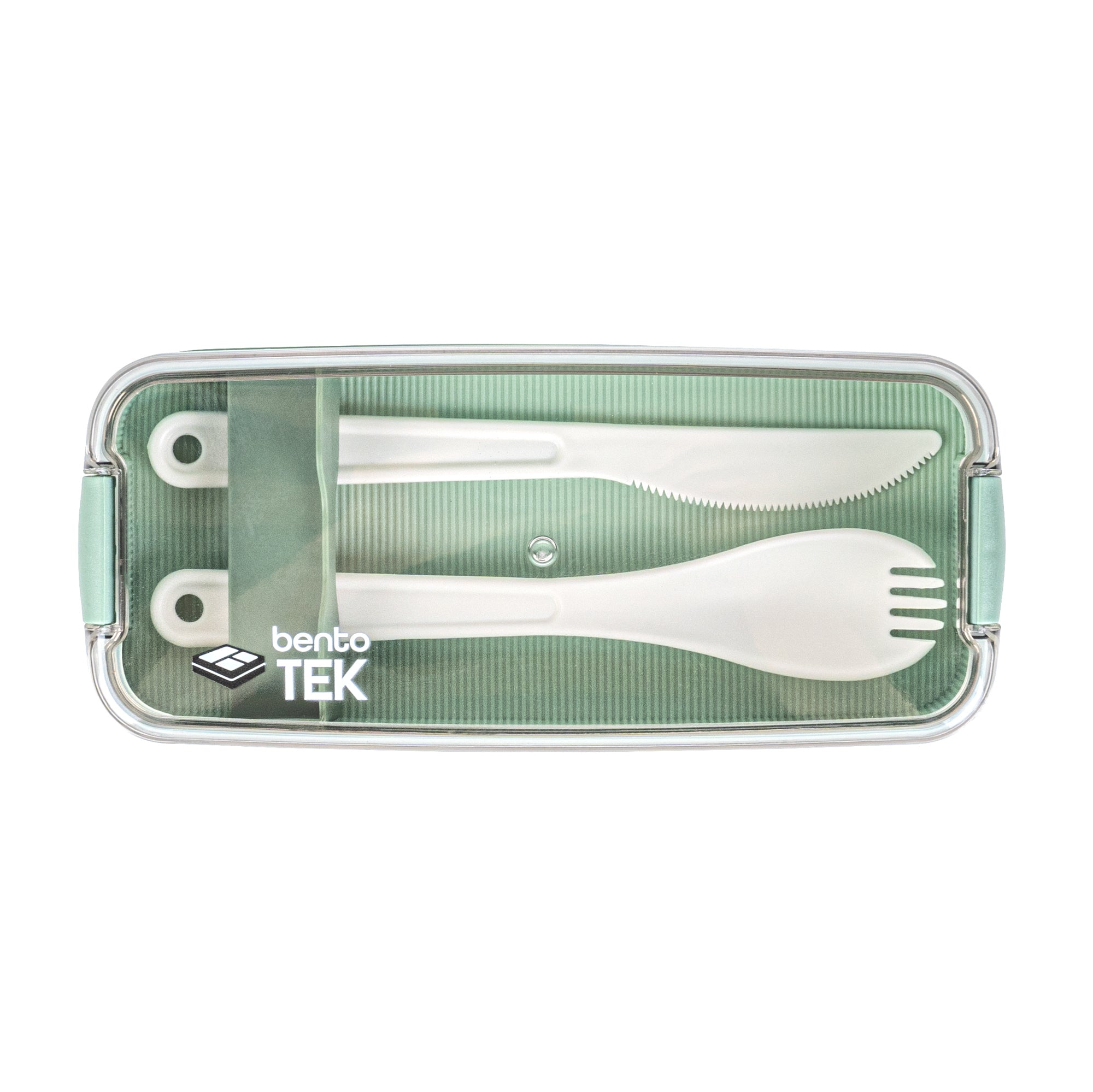 Bento Tek 30 oz Green 3-In-1 Lunch Box - BPA-Free, Microwave-Safe, with Fork and Knife - 7 1/2" x 3 1/4" x 4 1/2" - 1 count box
