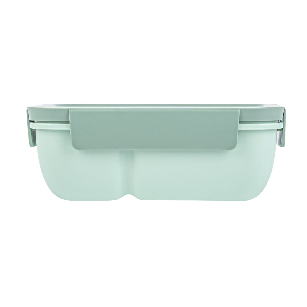 Bento Tek 29 oz Green Lunch Box - BPA-Free, Microwave-Safe, with Fork and Spoon - 7 3/4" x 4 3/4" x 2 3/4" - 10 count box