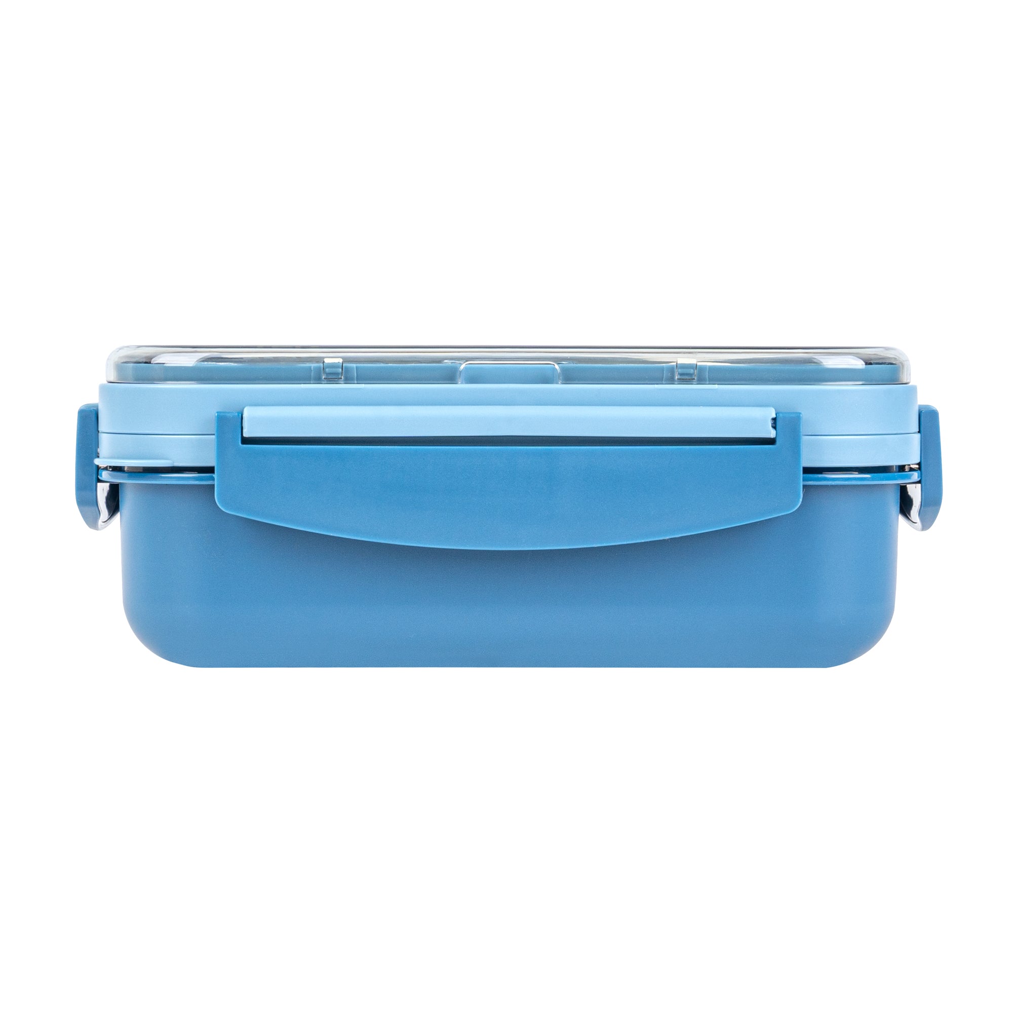 Bento Tek 44 oz Blue Lunch Box - BPA-Free, Microwave-Safe, with Utensils - 9" x 6 1/2" x 3 1/4" - 1 count box