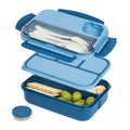 Bento Tek 44 oz Blue Lunch Box - BPA-Free, Microwave-Safe, with Utensils - 9" x 6 1/2" x 3 1/4" - 10 count box