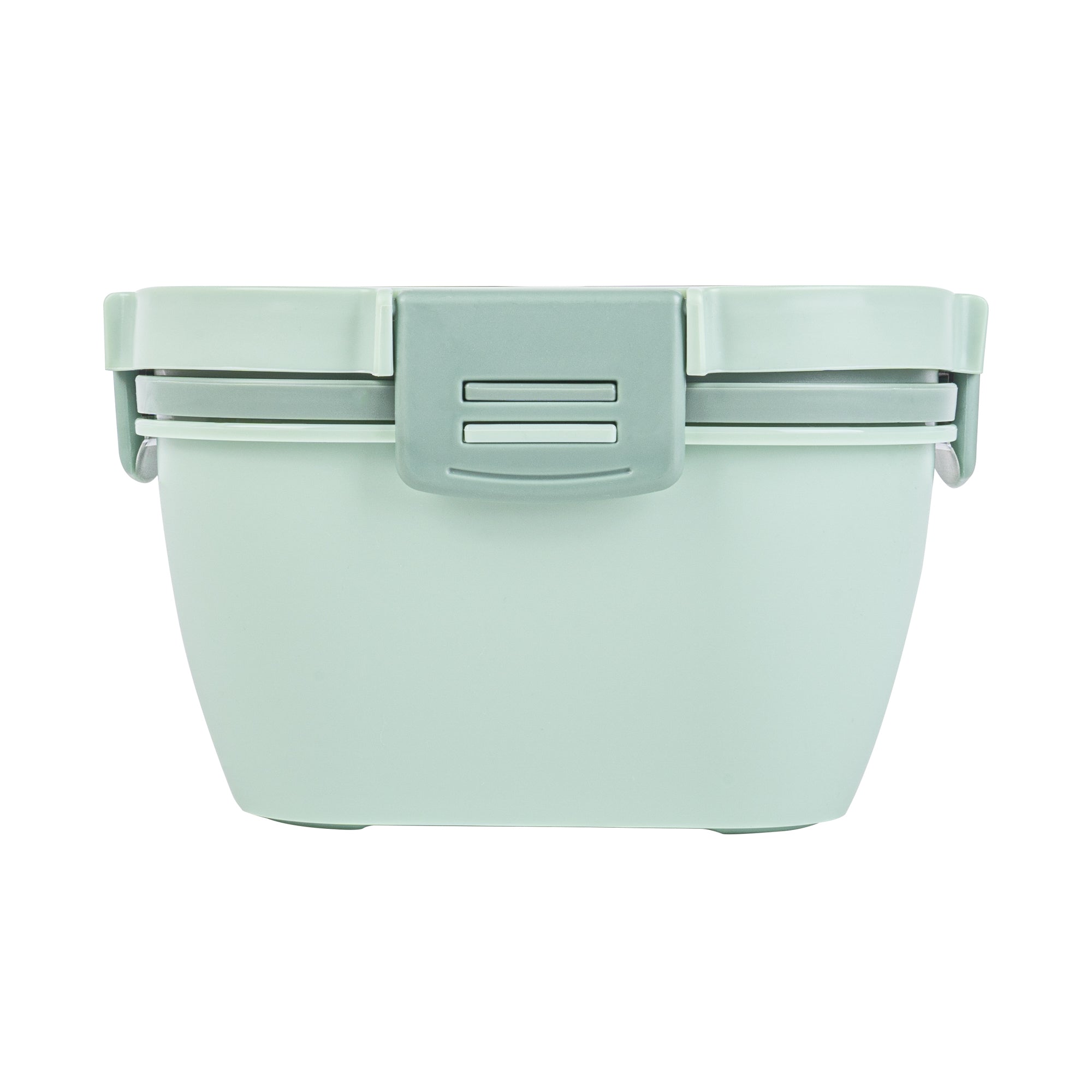 Bento Tek 58 oz Green Lunch Box - BPA-Free, Microwave-Safe, with Fork and Knife - 7 1/4" x 7 1/4" x 4 1/4" - 10 count box