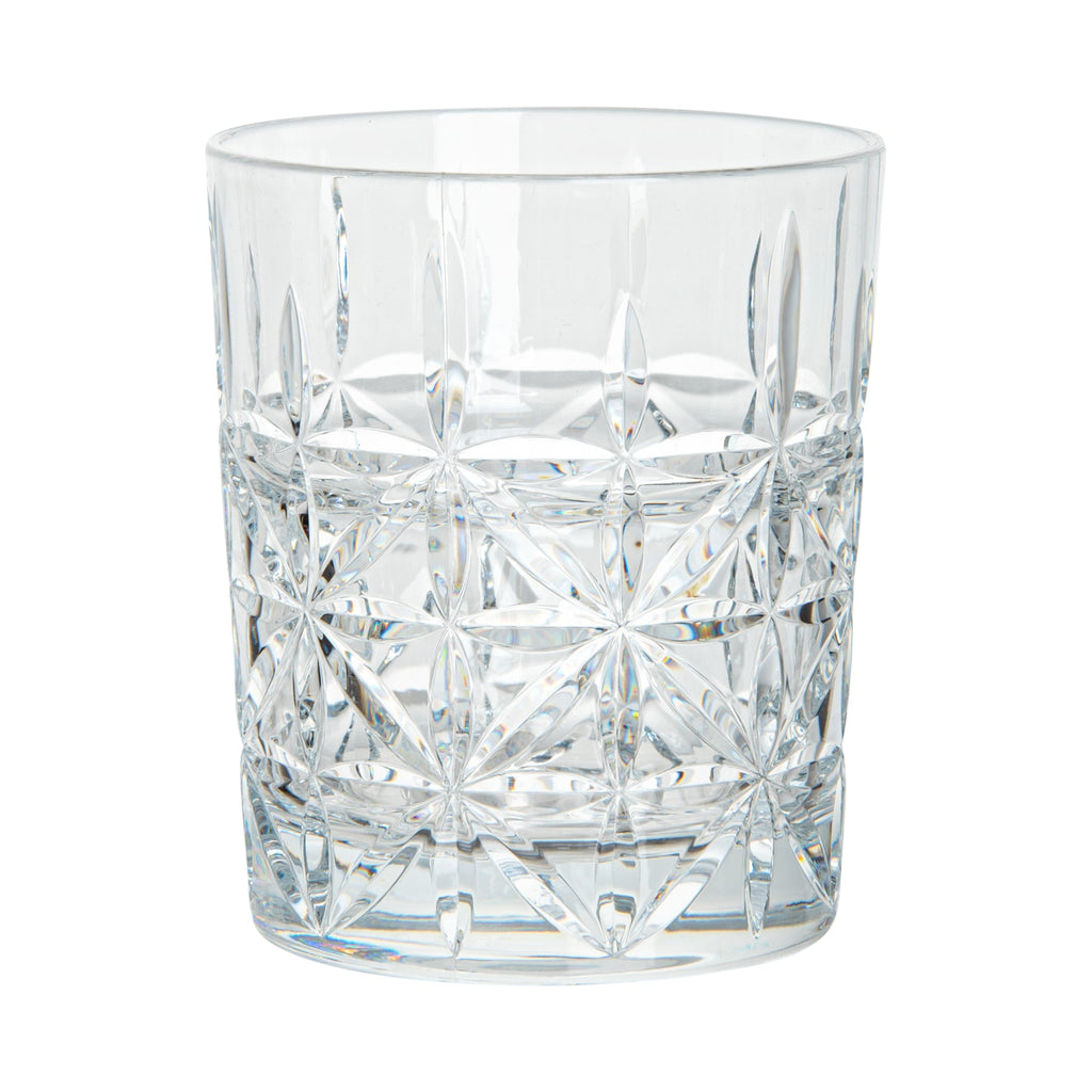 Bev Tek 10 oz Polycarbonate Old Fashioned Glass - Cut Crystal Design - 3 1/4" x 3 1/4" x 3 3/4" - 6 count box