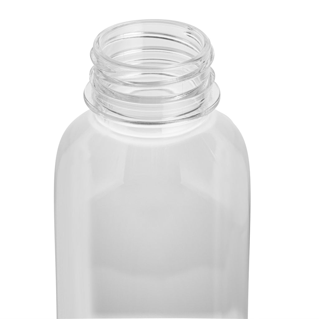 Bottle Tek 10 Square Clear 8 oz Plastic Juice Bottles with Safety Caps - Includes 10 Labels, 1 Funnel and 1 Cleaning Brush