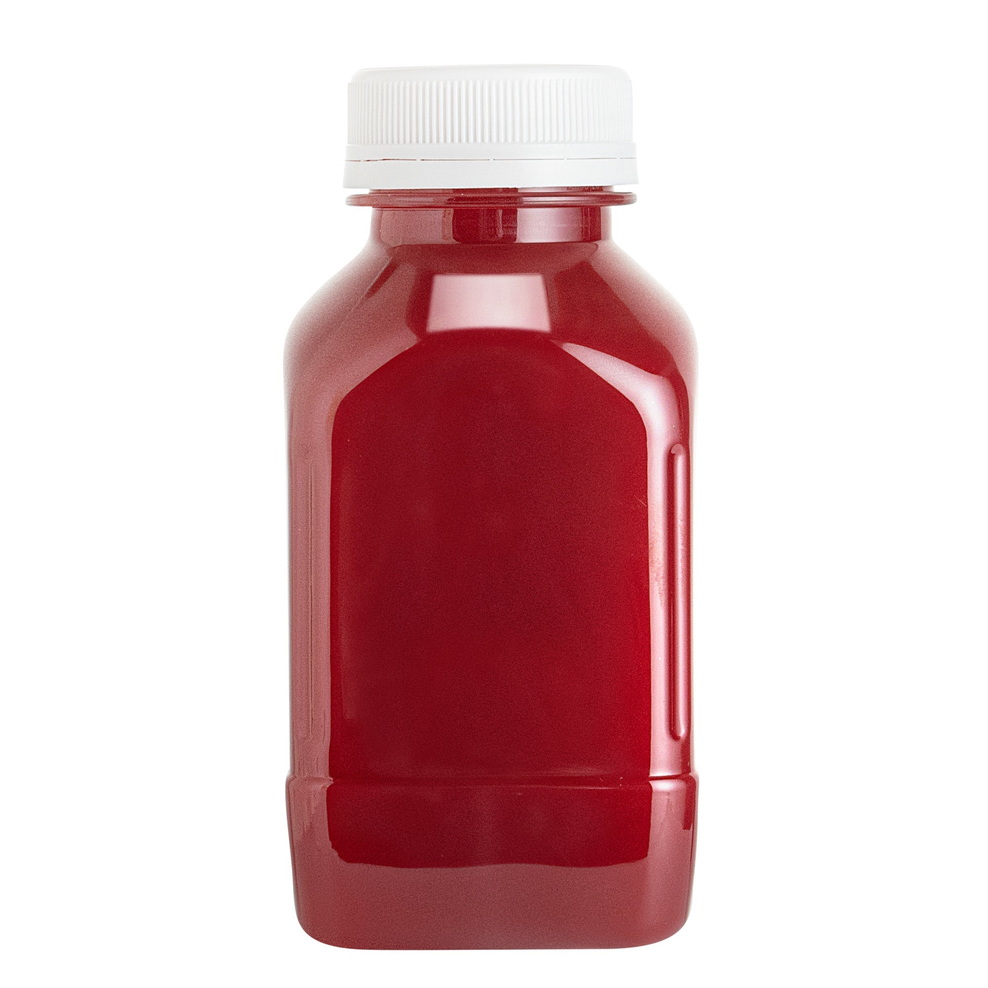 Bottle Tek 100 Square Clear 8 oz Plastic Juice Bottles with Safety Caps - Includes 100 Labels, 10 Funnels and 10 Cleaning Brushes
