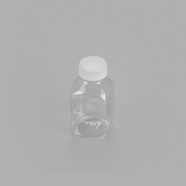 Bottle Tek 100 Square Clear 8 oz Plastic Juice Bottles with Safety Caps - Includes 100 Labels, 10 Funnels and 10 Cleaning Brushes