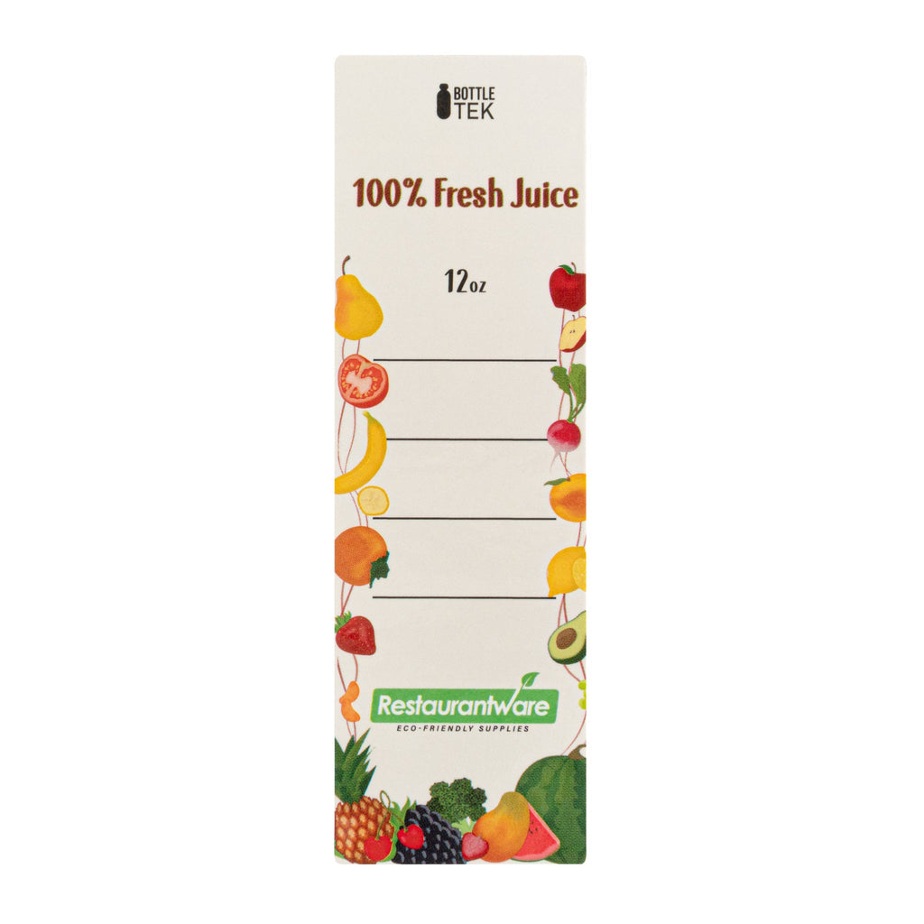 Bottle Tek 10 Square Clear 12 oz Plastic Juice Bottles with Safety Caps - Includes 10 Labels, 1 Funnel and 1 Cleaning Brush