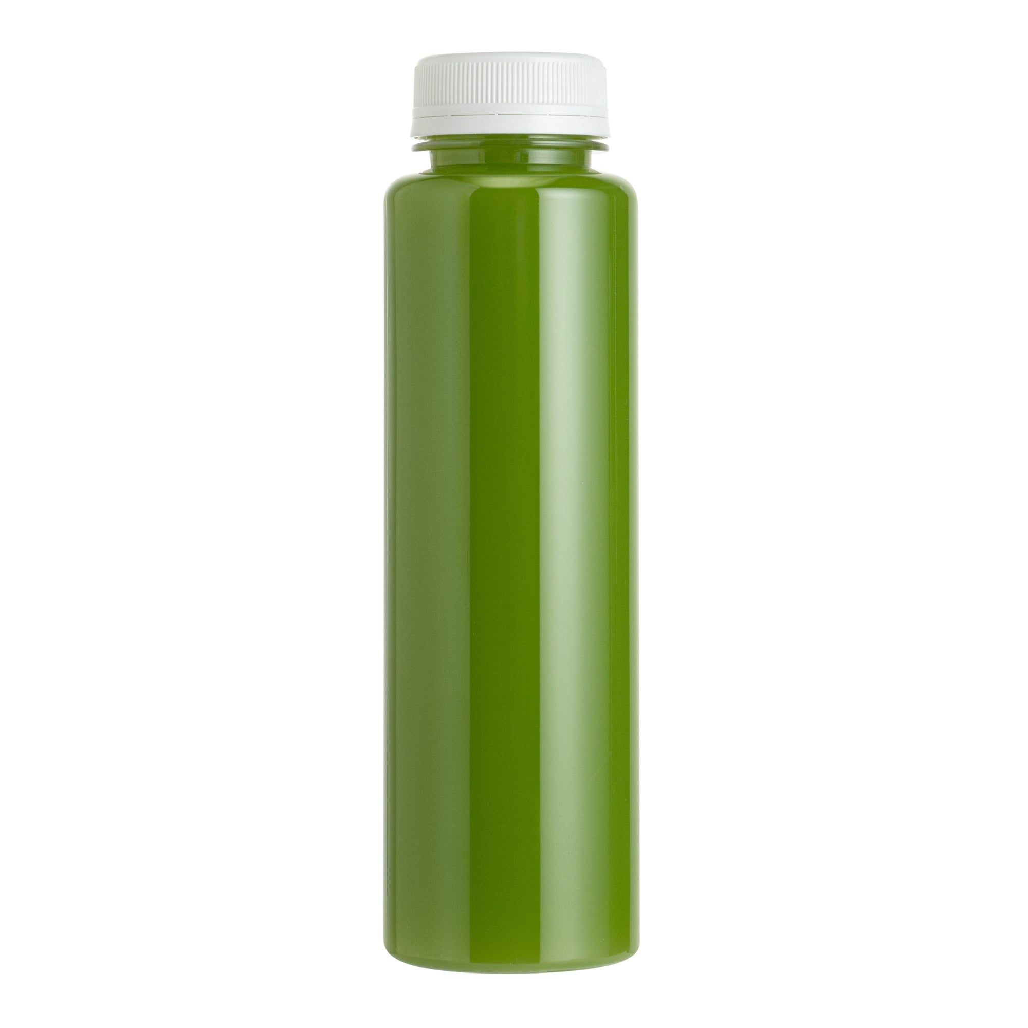 Bottle Tek 10 Round Clear 12 oz Plastic Juice Bottles with Safety Caps - Includes 10 Labels, 1 Funnel and 1 Cleaning Brush