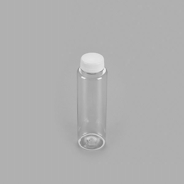 Bottle Tek 100 Round Clear 12 oz Plastic Juice Bottles with Safety Caps - Includes 100 Labels, 10 Funnels and 10 Cleaning Brushes