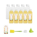 Bottle Tek 100 Square Clear 16 oz Plastic Juice Bottles with Safety Caps - Includes 100 Labels, 10 Funnels and 10 Cleaning Brushes
