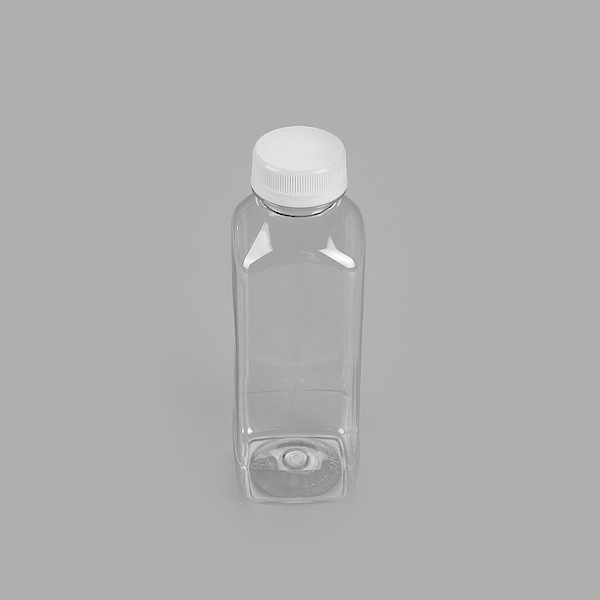 Bottle Tek 100 Square Clear 16 oz Plastic Juice Bottles with Safety Caps - Includes 100 Labels, 10 Funnels and 10 Cleaning Brushes