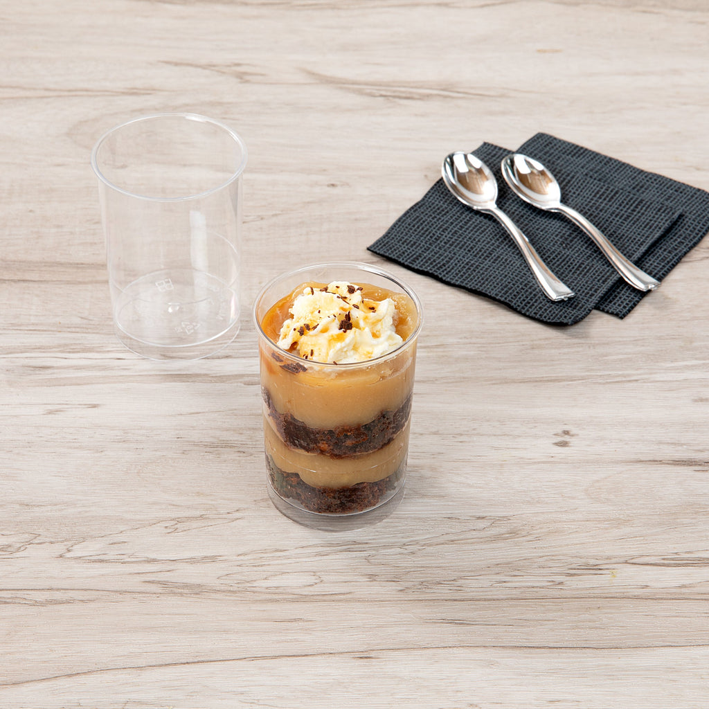 Mini Serve 5 oz Round Clear Plastic Dessert Cup - 2 1/4" x 2 1/4" x 3 1/4" - 25 count box