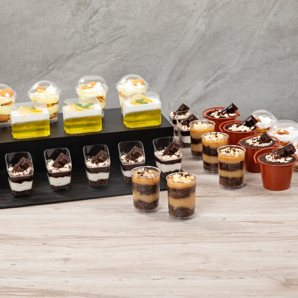 Mini Serve 5 oz Round Clear Plastic Dessert Cup - 2 1/4" x 2 1/4" x 3 1/4" - 25 count box