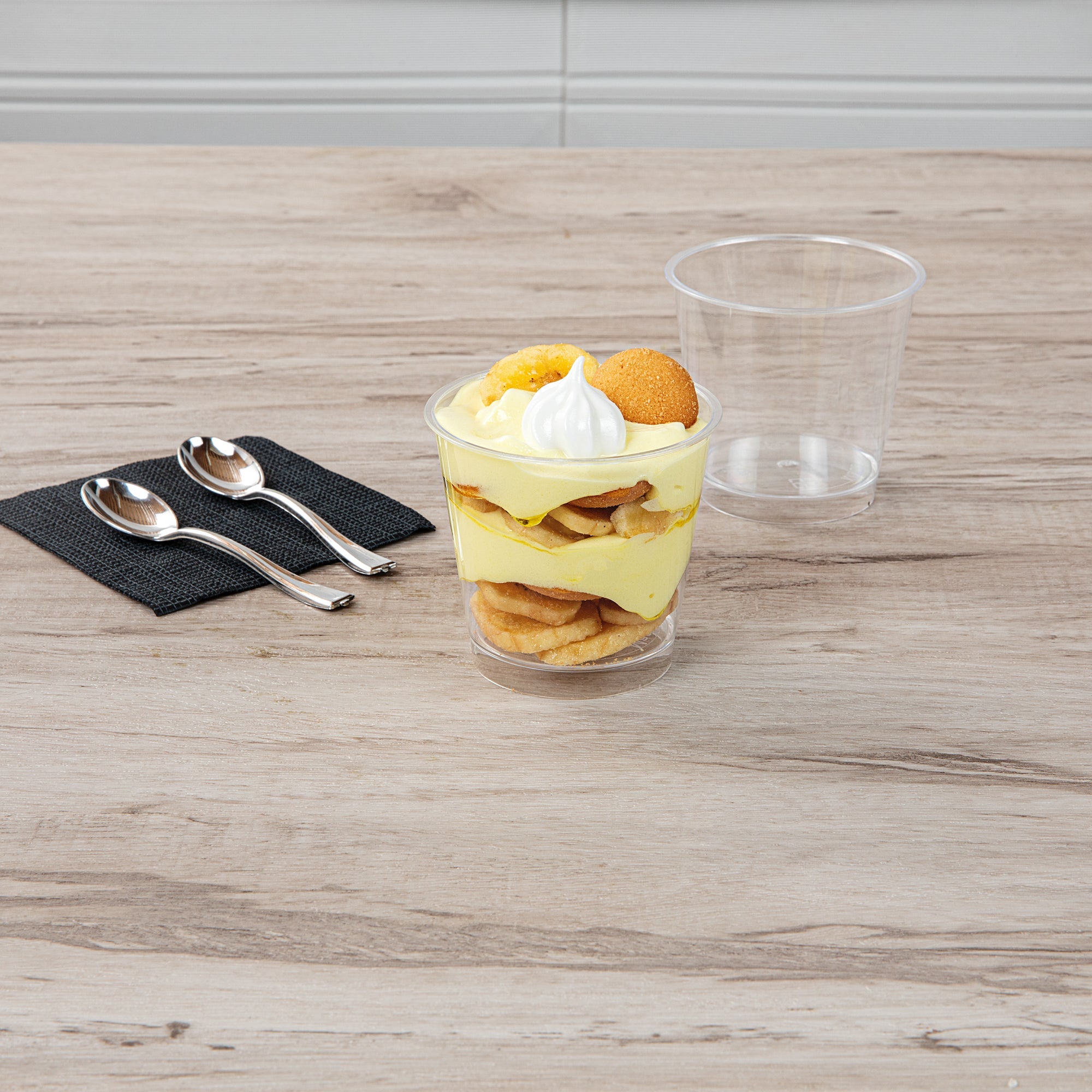 Mini Serve 6 oz Round Clear Plastic Dessert Cup - 3'' x 3'' x 2 3/4'' - 25 count box