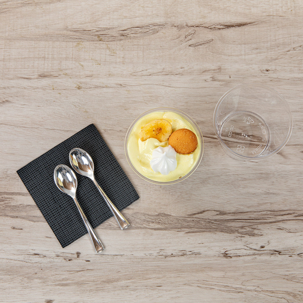 Mini Serve 6 oz Round Clear Plastic Dessert Cup - 3'' x 3'' x 2 3/4'' - 25 count box