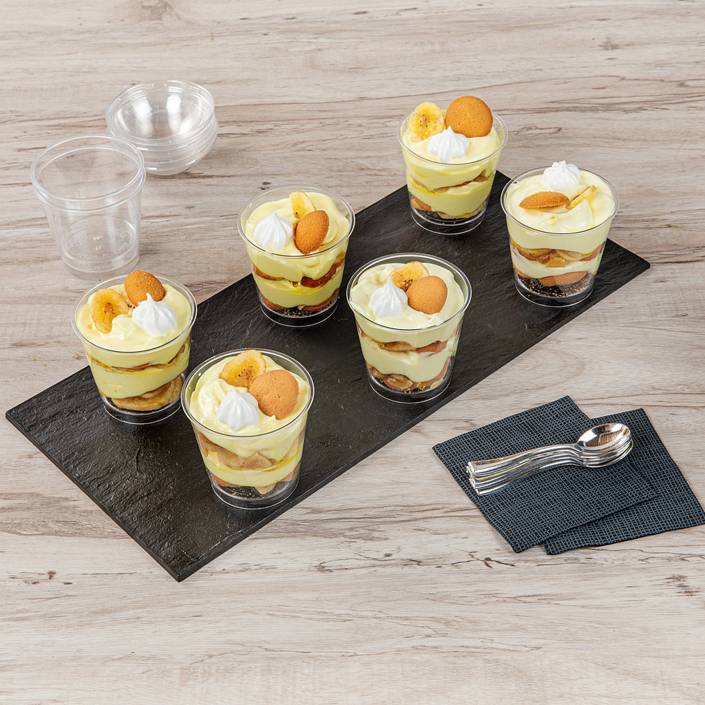 Mini Serve 6 oz Round Clear Plastic Dessert Cup - 3'' x 3'' x 2 3/4'' - 25 count box