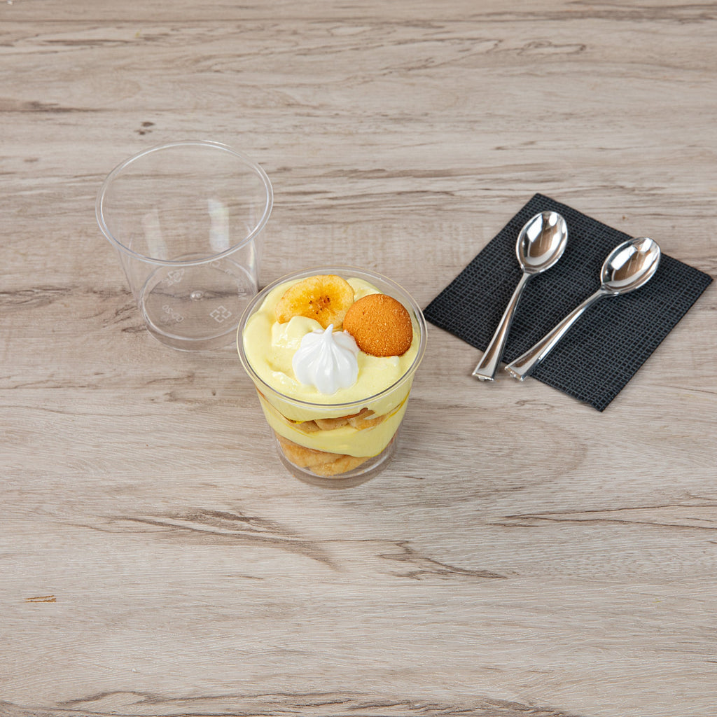 Mini Serve 6 oz Round Clear Plastic Dessert Cup - 3'' x 3'' x 2 3/4'' - 100 count box