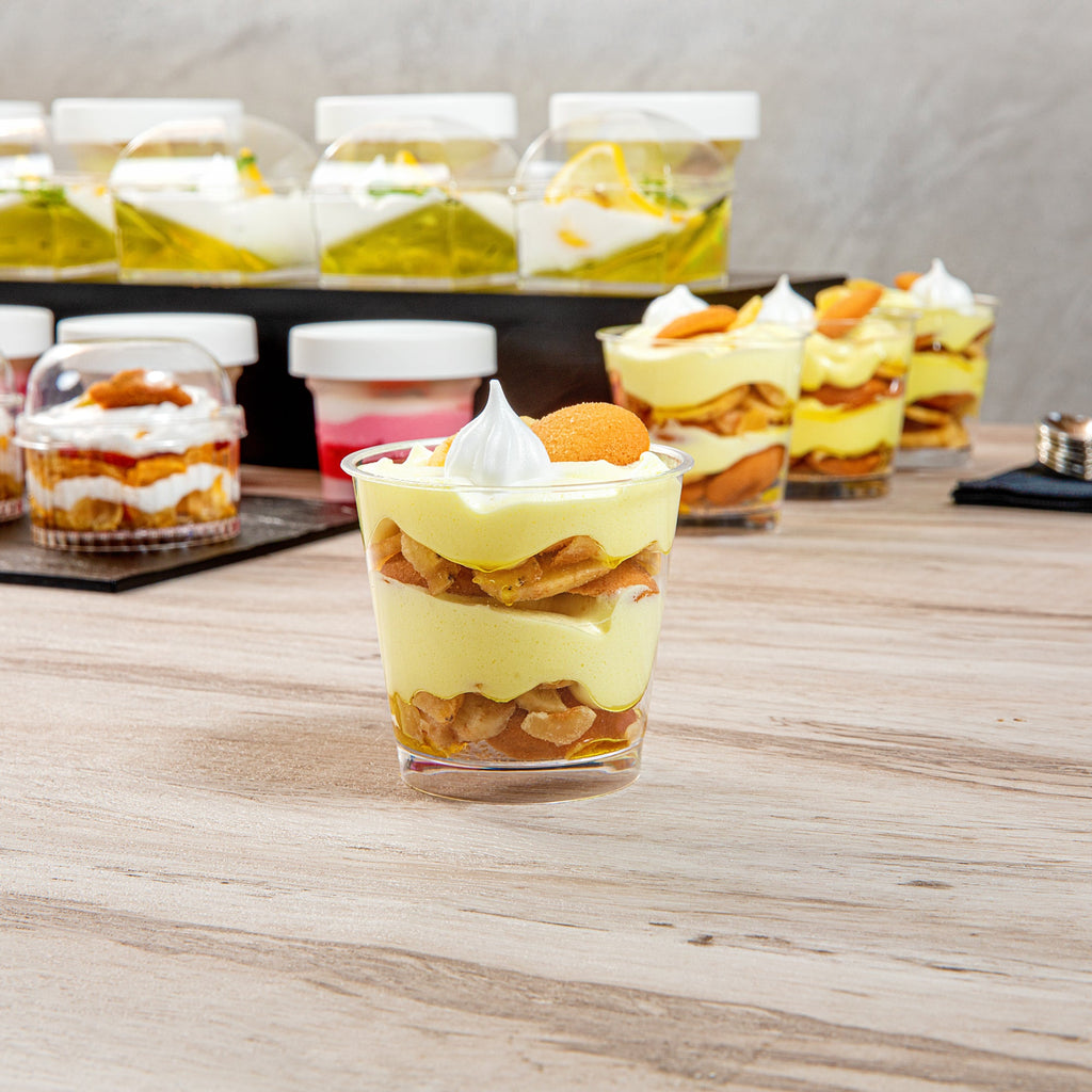 Mini Serve 6 oz Round Clear Plastic Dessert Cup - 3'' x 3'' x 2 3/4'' - 100 count box
