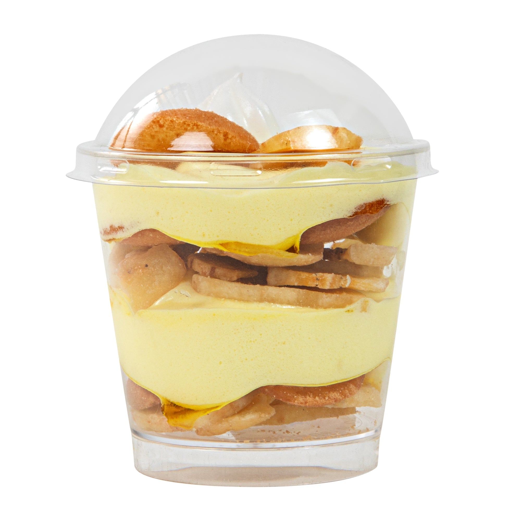 Mini Serve Round Clear Plastic Dome Lid - Fits 6 oz Dessert Cup - 25 count box