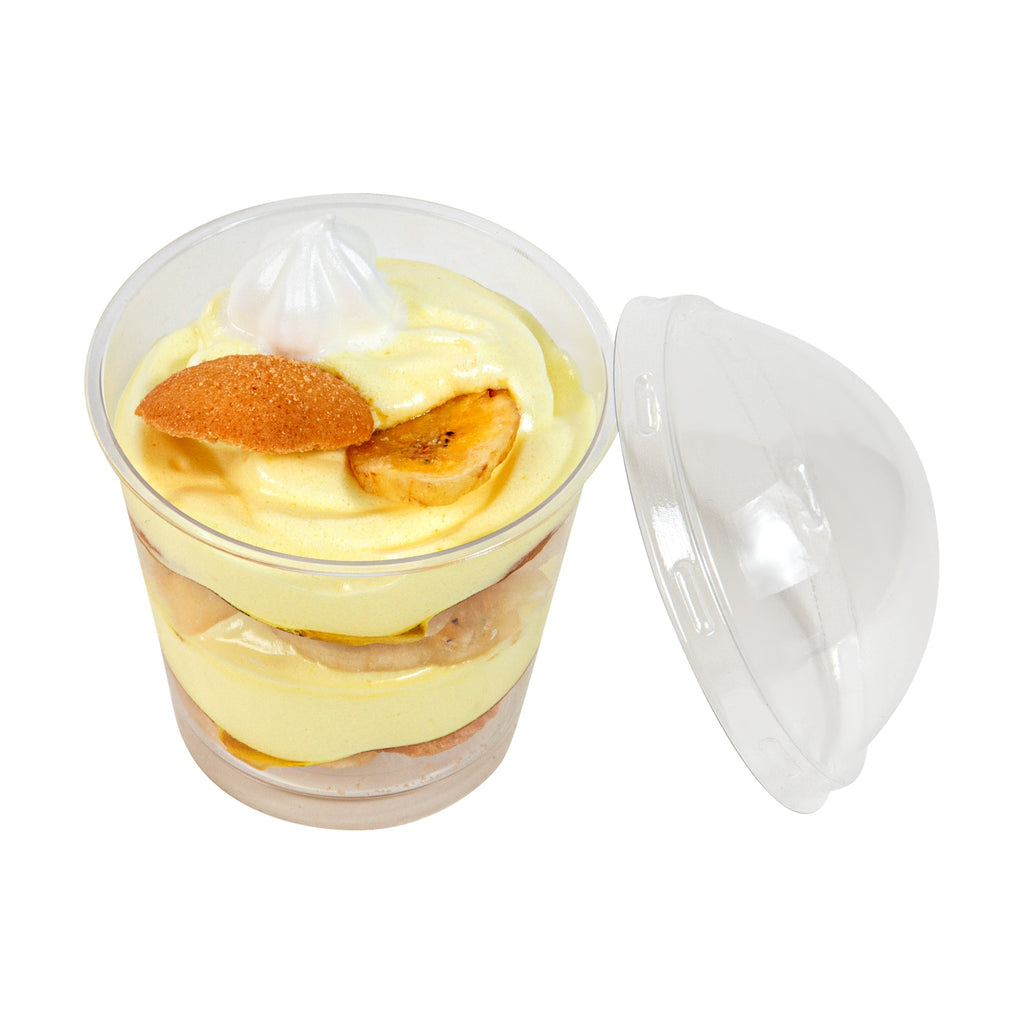 Mini Serve Round Clear Plastic Dome Lid - Fits 6 oz Dessert Cup - 25 count box