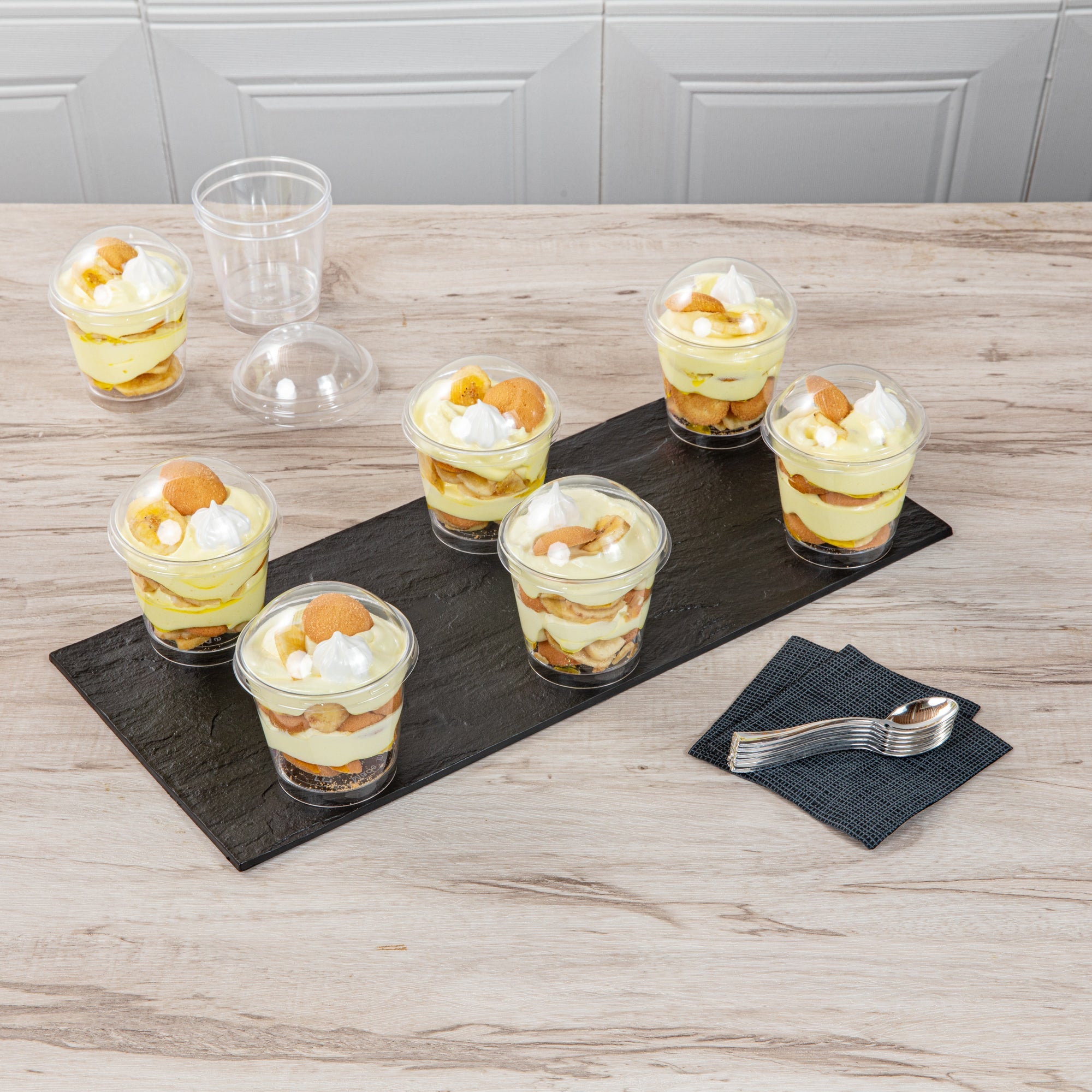Mini Serve Round Clear Plastic Dome Lid - Fits 6 oz Dessert Cup - 25 count box