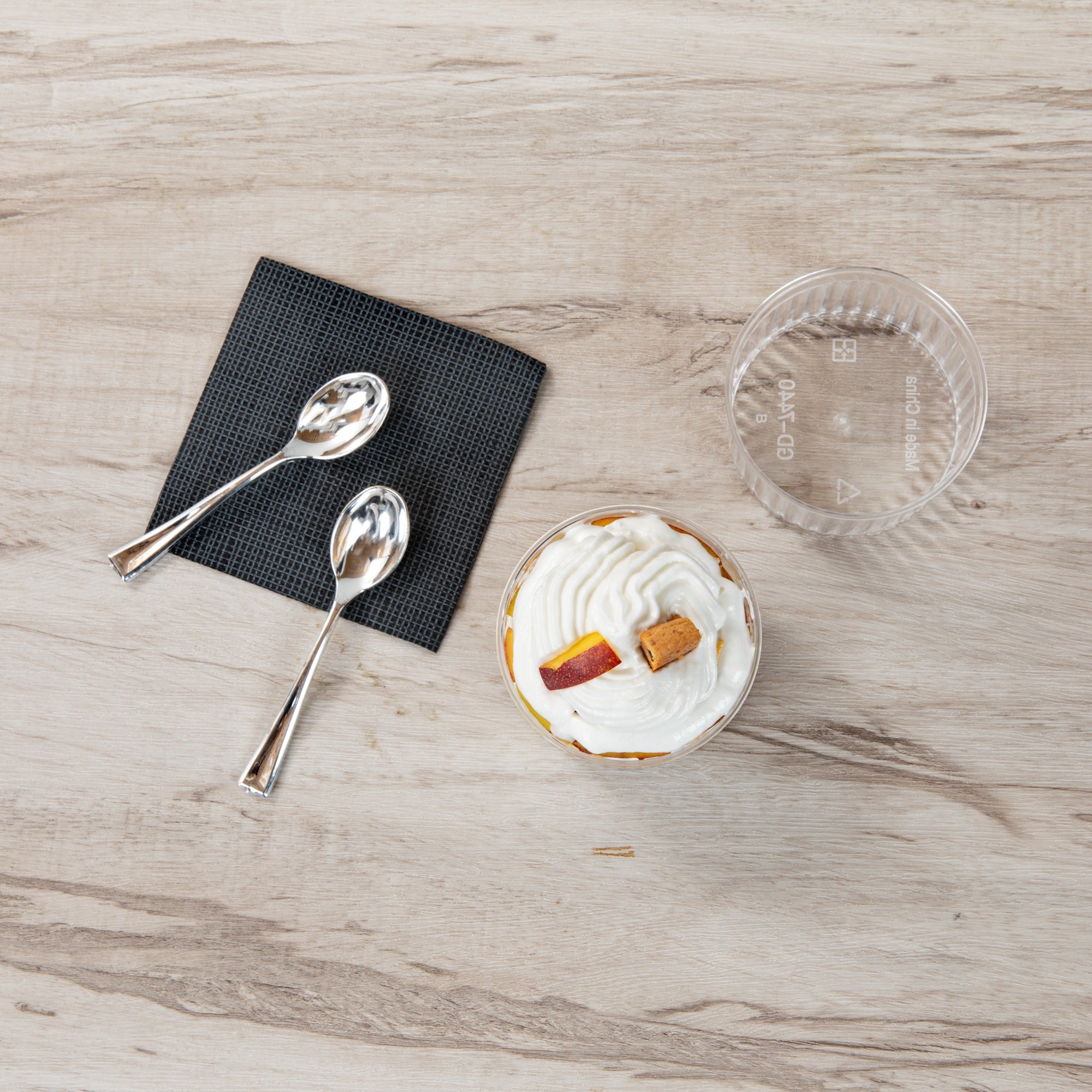 Mini Serve 4 oz Round Clear Plastic Dessert Cup - Fluted - 3'' x 3'' x 1 1/2'' - 25 count box