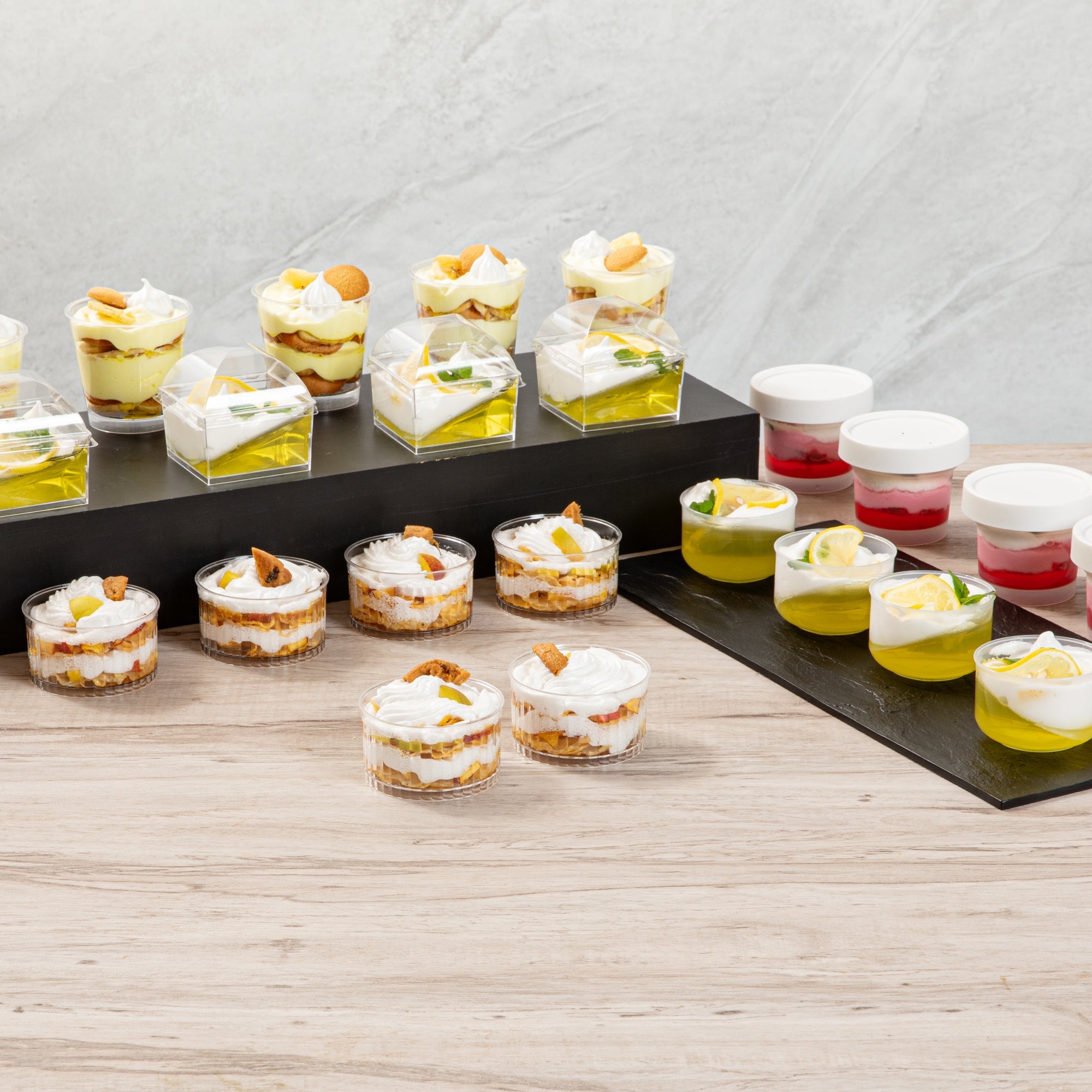 Mini Serve 4 oz Round Clear Plastic Dessert Cup - Fluted - 3'' x 3'' x 1 1/2'' - 25 count box