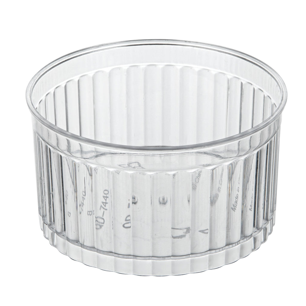 Mini Serve 4 oz Round Clear Plastic Dessert Cup - Fluted - 3'' x 3'' x 1 1/2'' - 100 count box