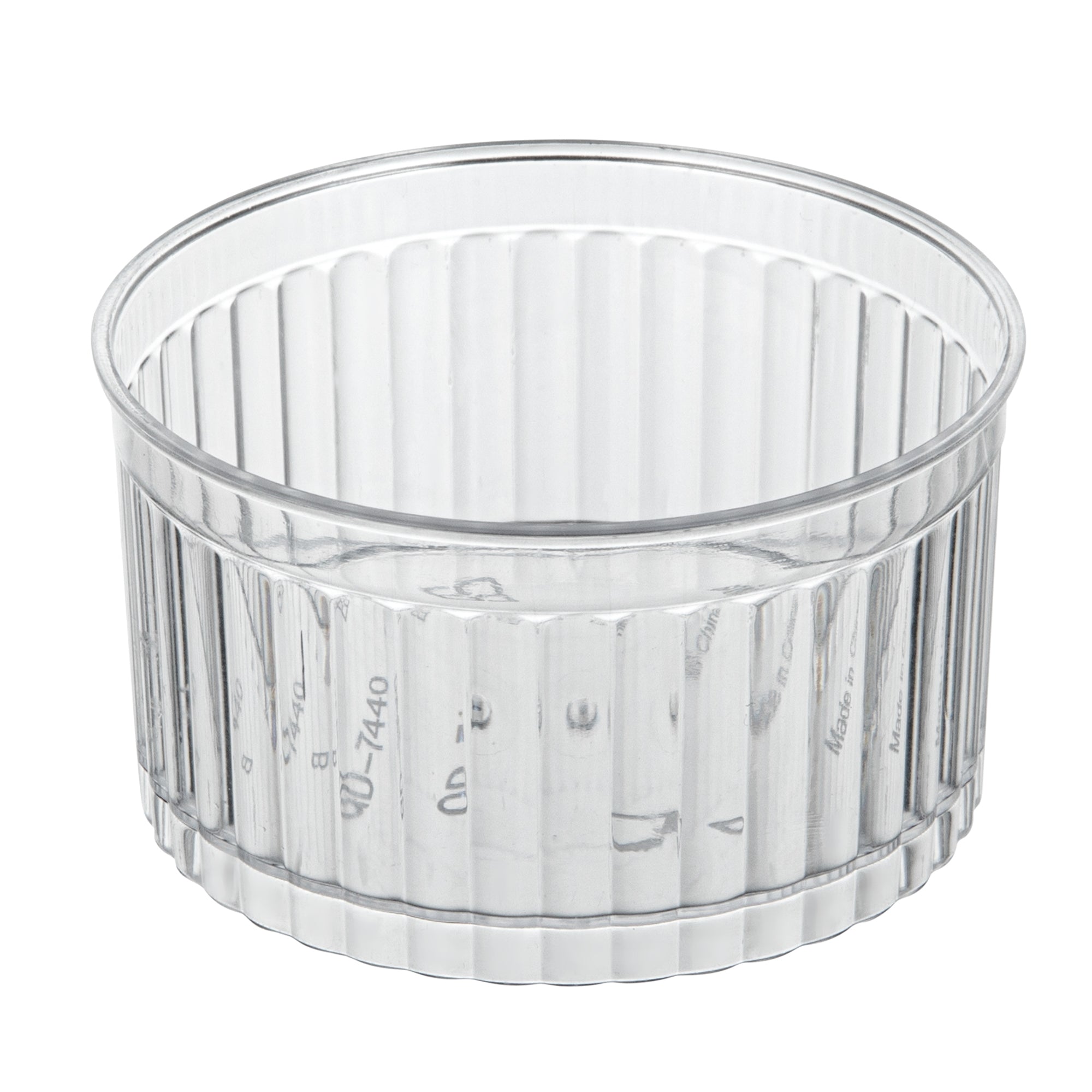 Mini Serve 4 oz Round Clear Plastic Dessert Cup - Fluted - 3'' x 3'' x 1 1/2'' - 100 count box