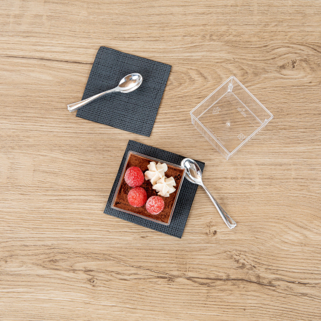 Mini Serve 5 oz Square Clear Plastic Dessert Cup - 2 3/4'' x 2 3/4'' x 1 3/4'' - 100 count box