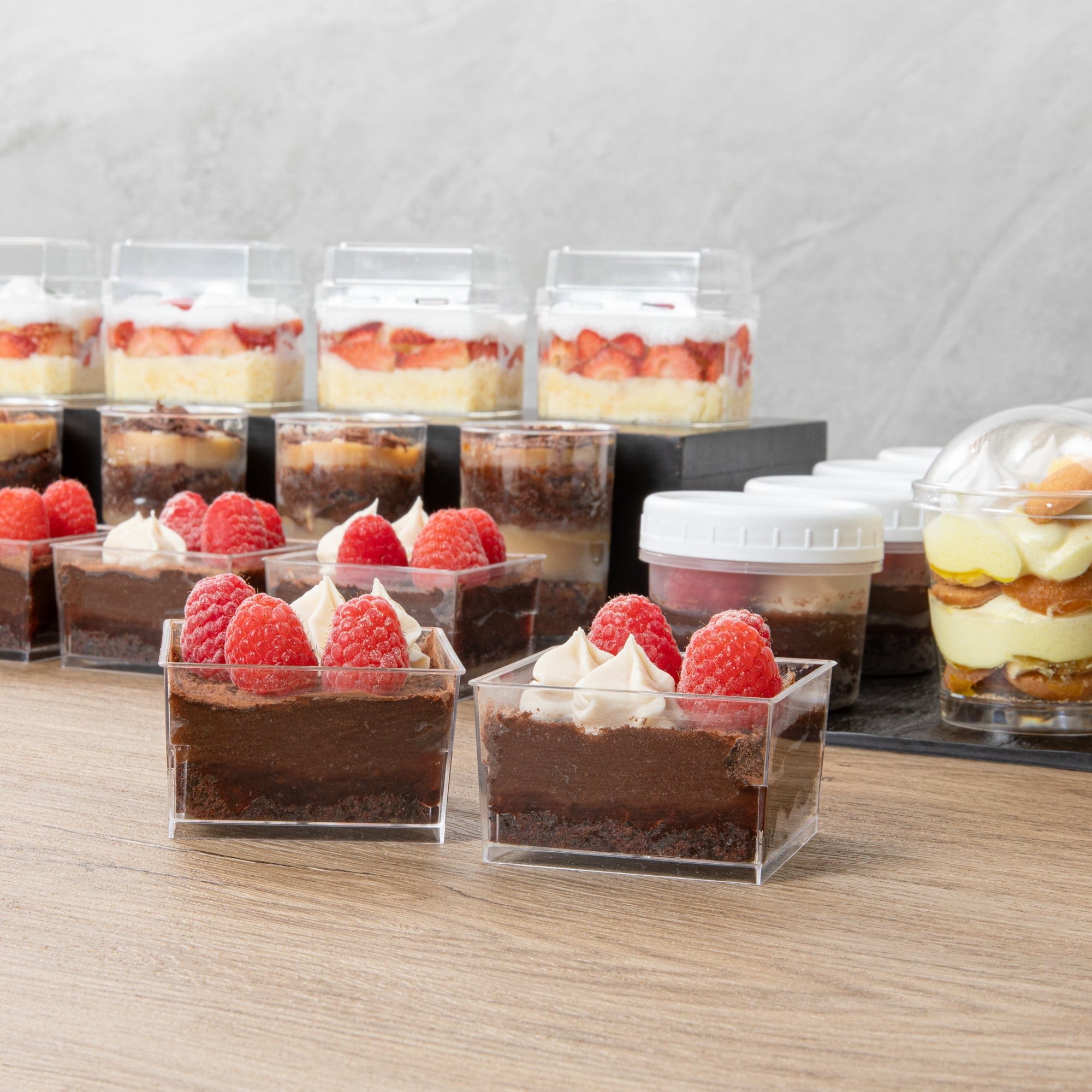 Mini Serve 5 oz Square Clear Plastic Dessert Cup - 2 3/4'' x 2 3/4'' x 1 3/4'' - 100 count box
