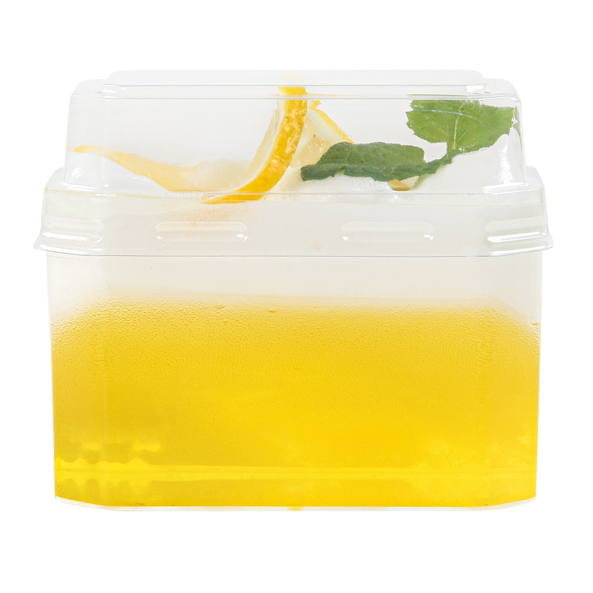 Mini Serve 3 oz Rectangle Clear Plastic Dessert Cup - with Lid - 3 1/4'' x 2'' x 2'' - 25 count box
