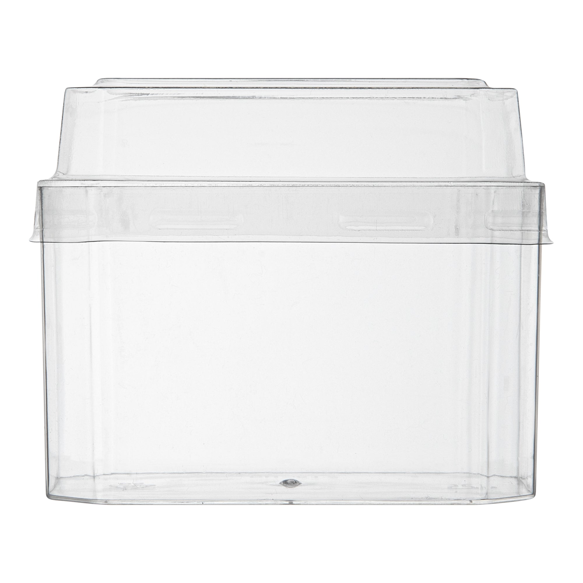 Mini Serve 3 oz Rectangle Clear Plastic Dessert Cup - with Lid - 3 1/4'' x 2'' x 2'' - 25 count box