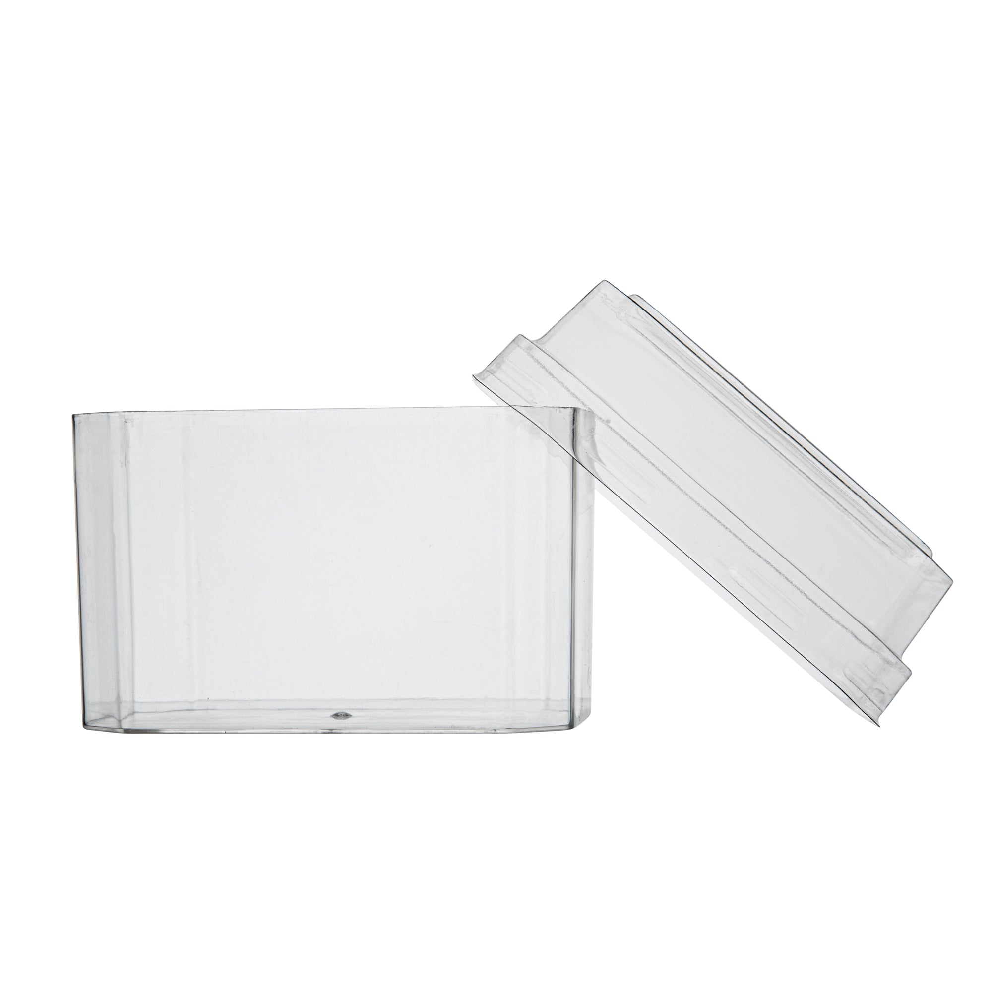 Mini Serve 3 oz Rectangle Clear Plastic Dessert Cup - with Lid - 3 1/4'' x 2'' x 2'' - 25 count box