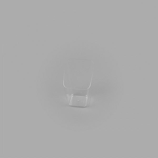Mini Serve 2 oz Square Clear Plastic Dessert Cup Slanted - 2 1/4'' x 2 1/4'' x 3'' - 25 count box