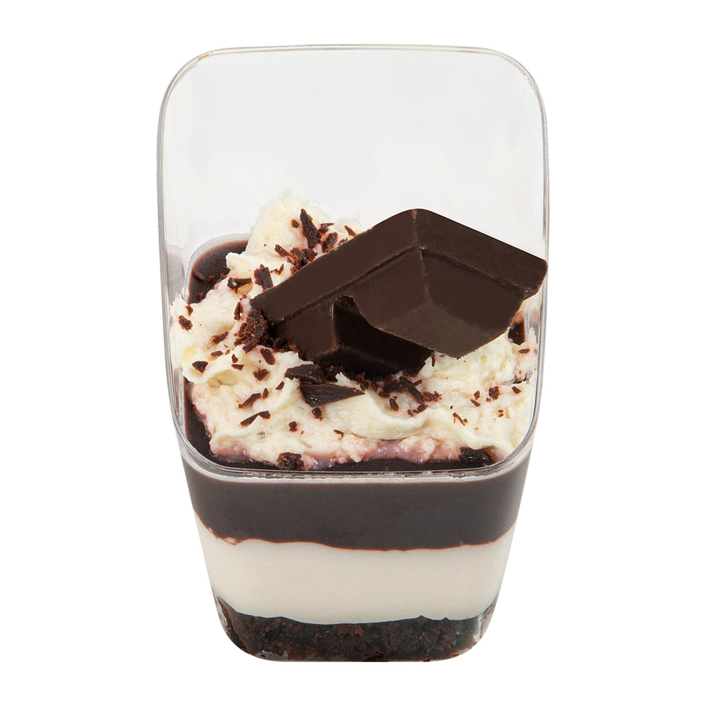 Mini Serve 2 oz Square Clear Plastic Dessert Cup Slanted - 2 1/4'' x 2 1/4'' x 3'' - 100 count box