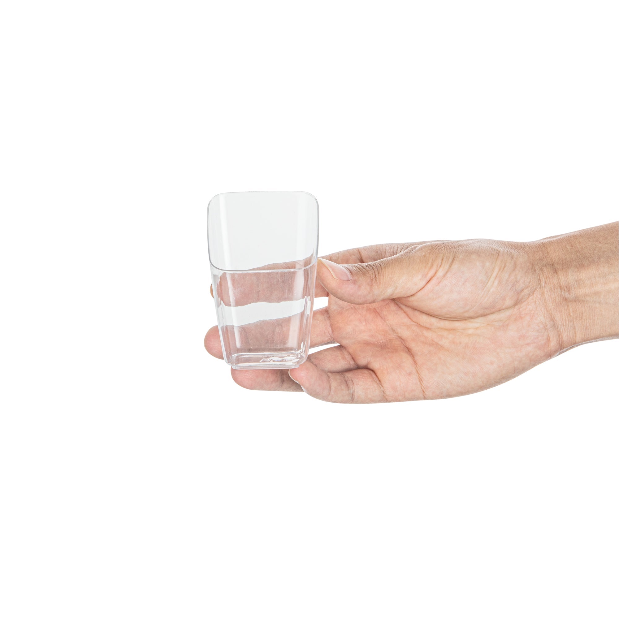 Mini Serve 2 oz Square Clear Plastic Dessert Cup Slanted - 2 1/4'' x 2 1/4'' x 3'' - 100 count box
